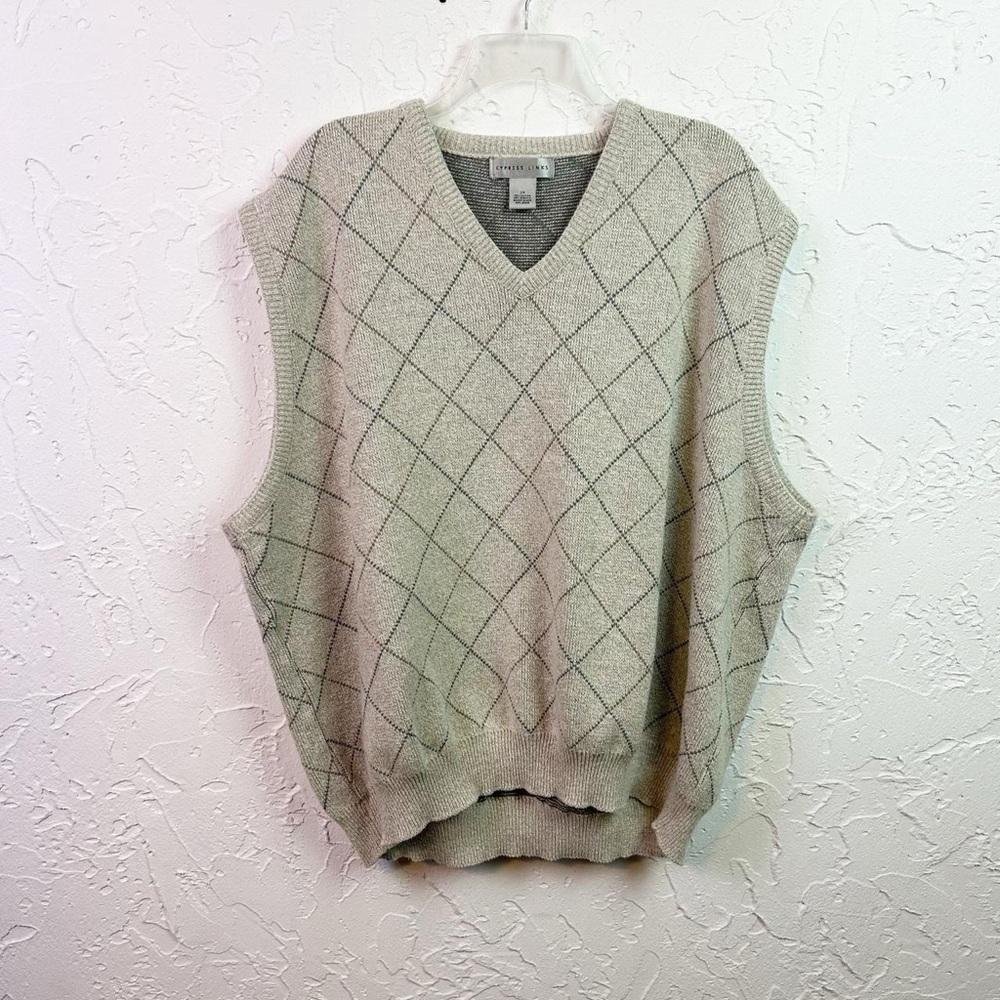 Cypress Links Beige Argyle Sweater Vest Size 3X Preppy Minimalist